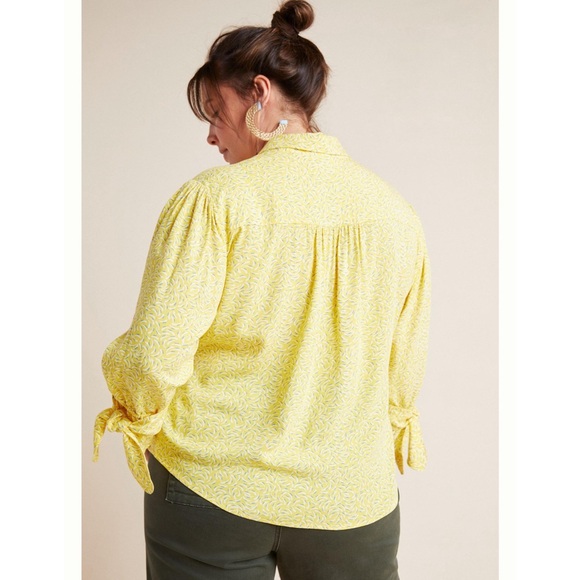 Anthropologie Maeve Blithe Button Down Blouse in Yellow SZ 18W - Picture 8 of 15